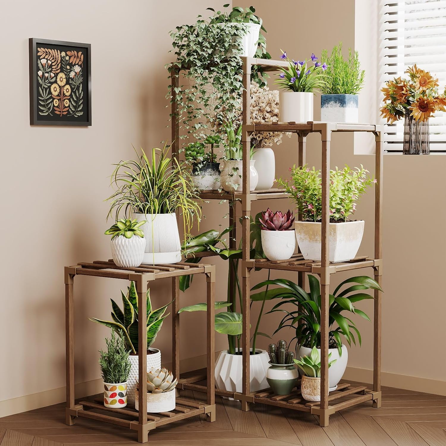 Plant Stand Indoor Corner Plant Shelf Wood Plant Holder for Multiple Plants  Tall Flower Stands Combo Plant Table Rack Garden Patio Lawn Window