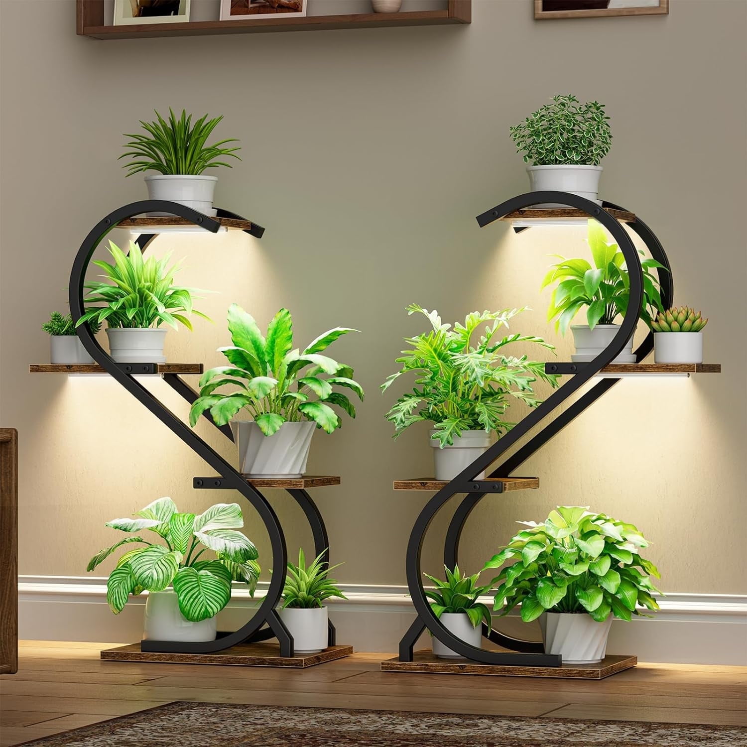 Plant Stand Indoor with Grow Light, 4 Tiered Metal Plant Shelf indoor, 29'' Plant Stands for Indoor Plants Multiple, Flower Stands for Indoor Plants Living Room, Patio, Balcony (2 Pack)