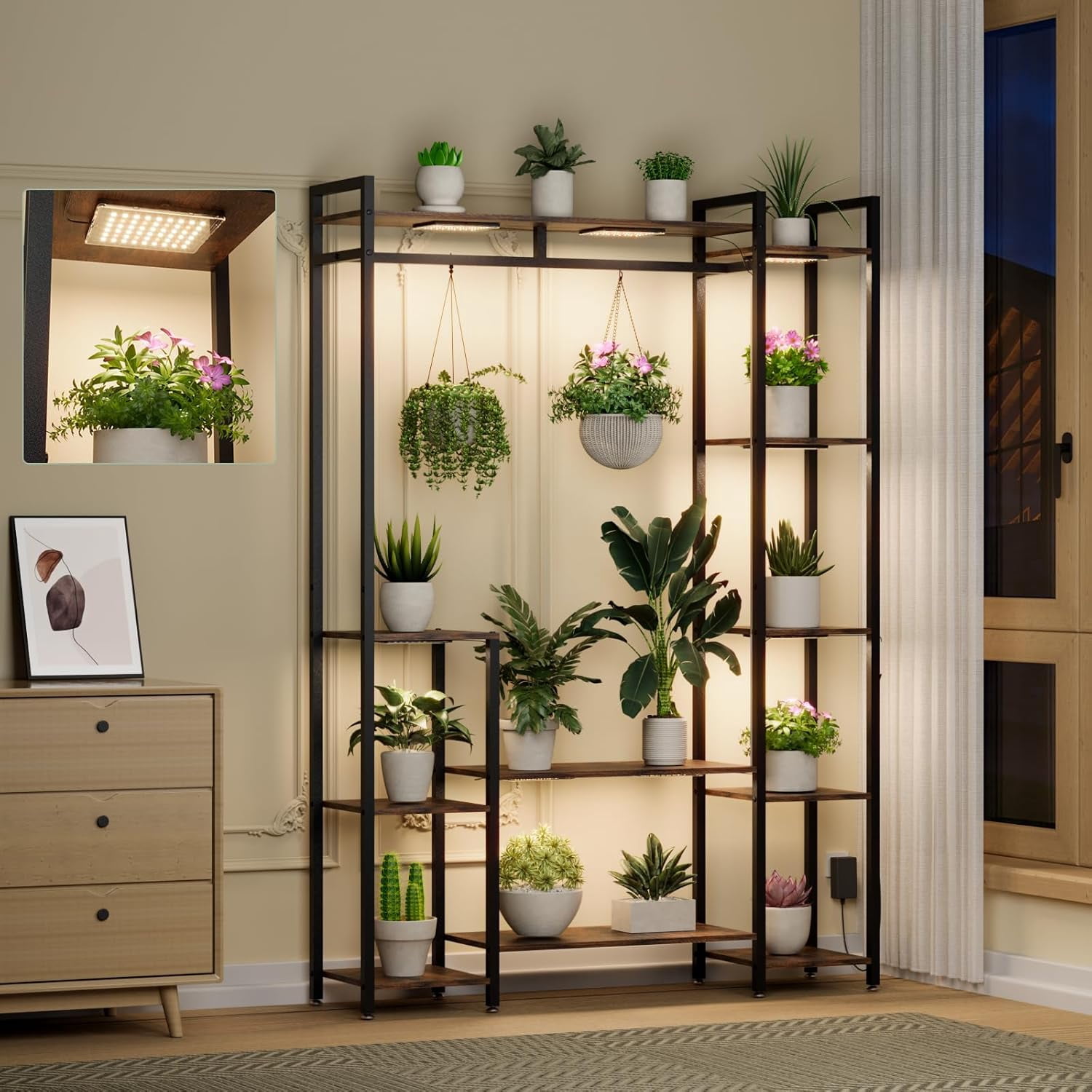 Plant Stand Indoor with Grow Lights 11 Tiered Wood Indoor Plant Shelf ...