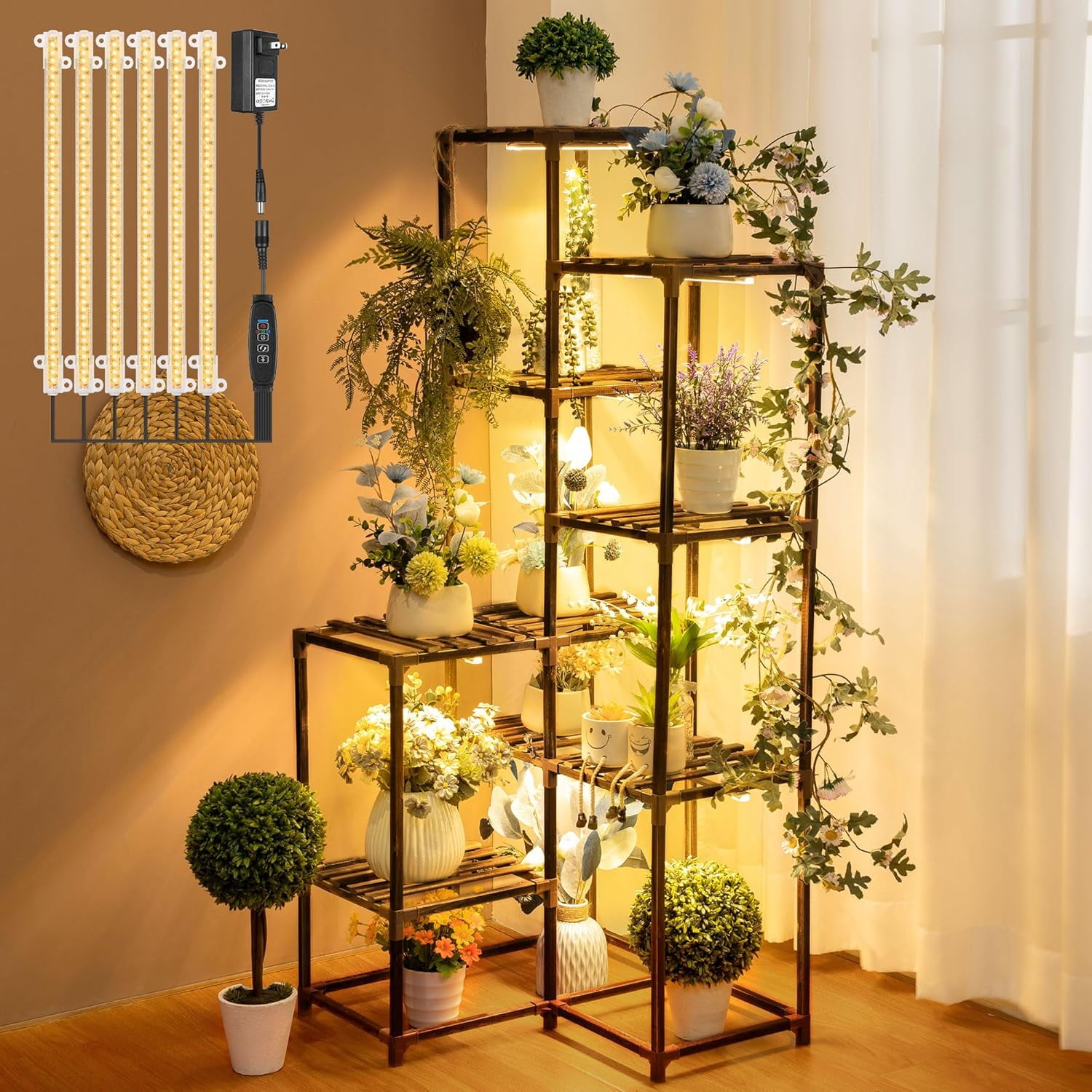 Plant Stand Indoor with Grow Lights, 12 Tiered Indoor Plant Shelf, Tall