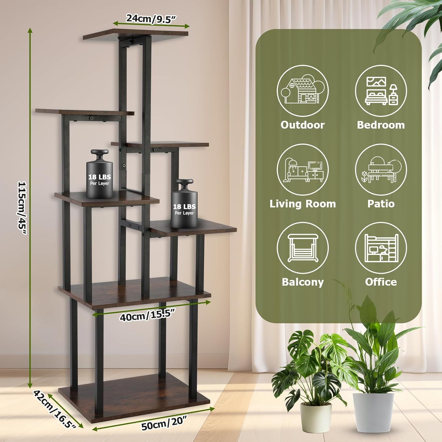 Plant Stand Indoor with Grow Lights, 45