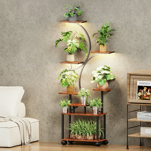 Plant Stand Indoor with Grow Lights,62" Tall indoor plant stands for multiple plants,8-Tiered plant shelf indoor,Metal Flower Stands for Indoor Plants Living Room,,Garden, Patio, Balcony