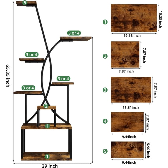 Plant Stand Indoor with Grow Lights - 65" Tall Plant Shelf, Lighted Plant Stands for Indoor Growing, 8 Tiered Large Flower Holder, Home Decor Plant Holders for Living Room