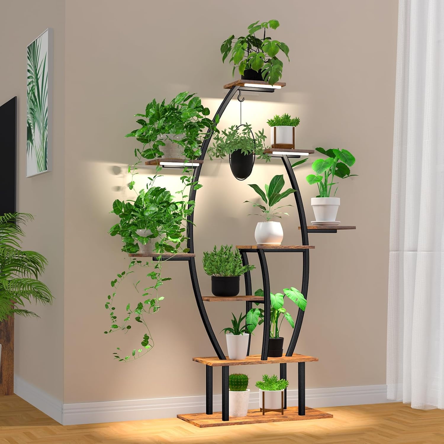 Plant Stand With Grow Lights, 8 Tiered Indoor Plant Shelf, 61