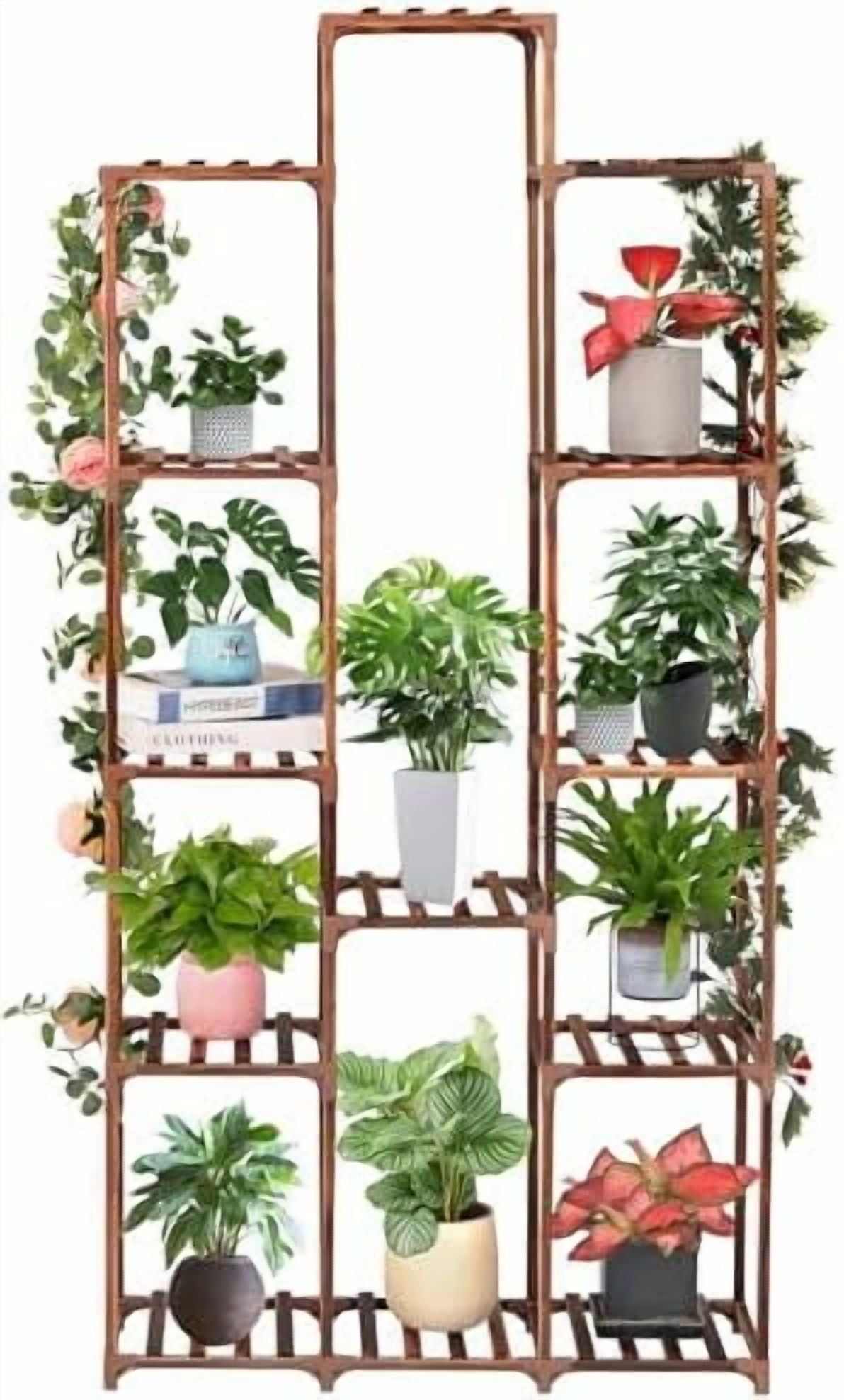 Plant Stand Indoor Outdoor 13 Tiers Wood Plant Shelf for Multiple ...