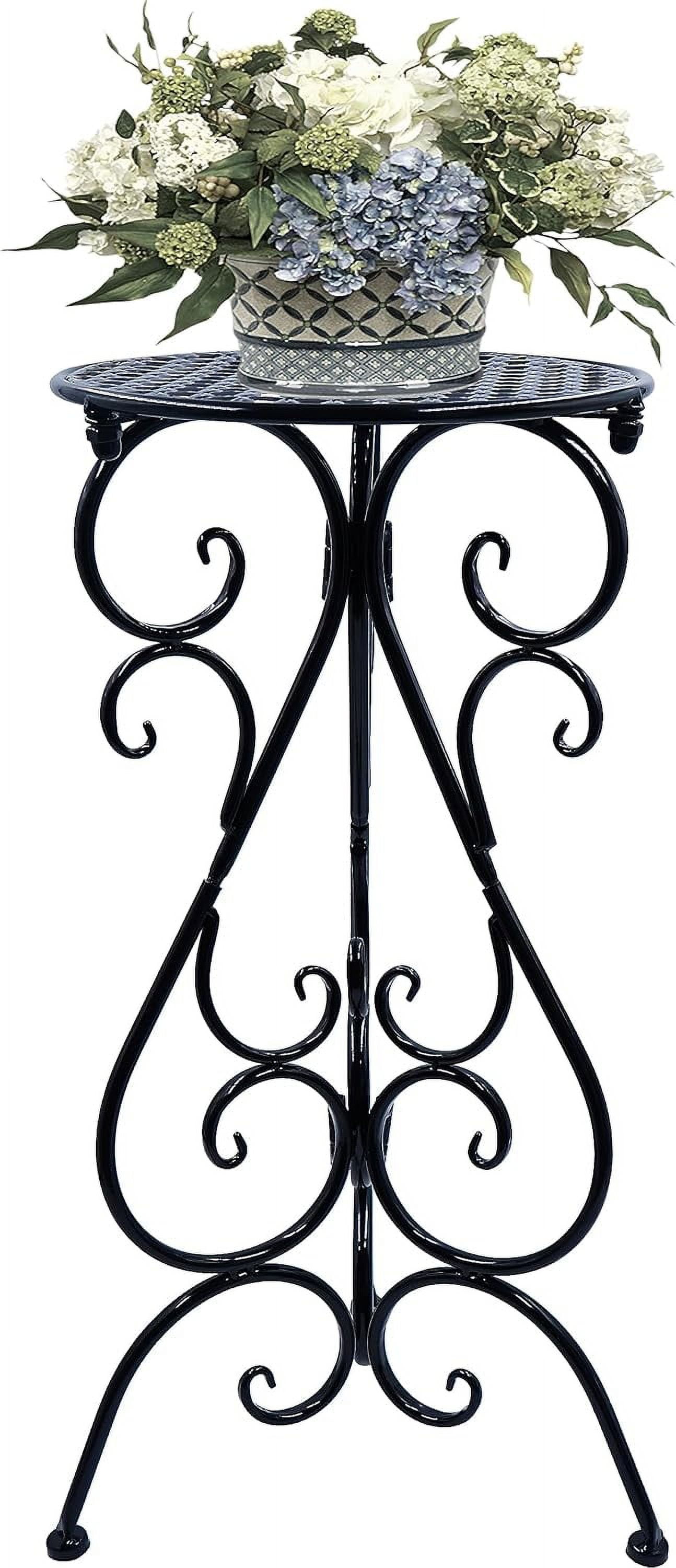 2 Pack Plant Stands 28in Tall - Black Metal Flower Pot Stands For Indoor Outdoor Use