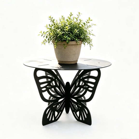 Plant Stand Indoor Outdoor, 4 Inch Tall Metal | Heavy Duty Butterfly-shaped Plant Rack, Rustproof Metal, Stable 3-Leg Base, Flower Pot Holder