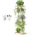 thumbnail image 1 of Plant Stand Indoor Outdoor, 6 Tier 7 Potted Corner Metal Tall Plant Shelf with Gardening Tools and Gloves, Flower Pot Holder Display for Patio, Balcony, Living Room, 1 of 7