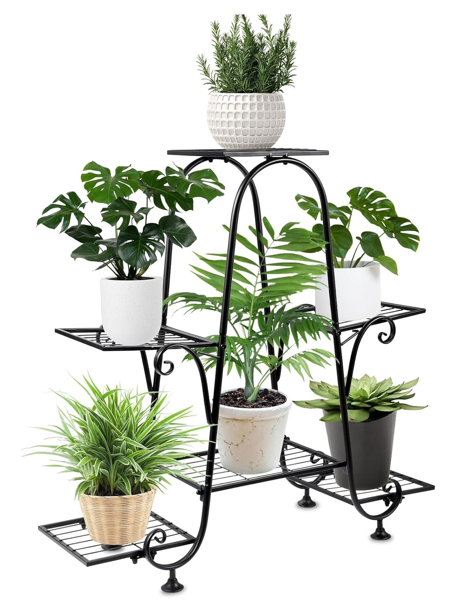 Plant Stand Indoor Outdoor, 6 Tier Metal Plant Stand ，Tall Square Tray