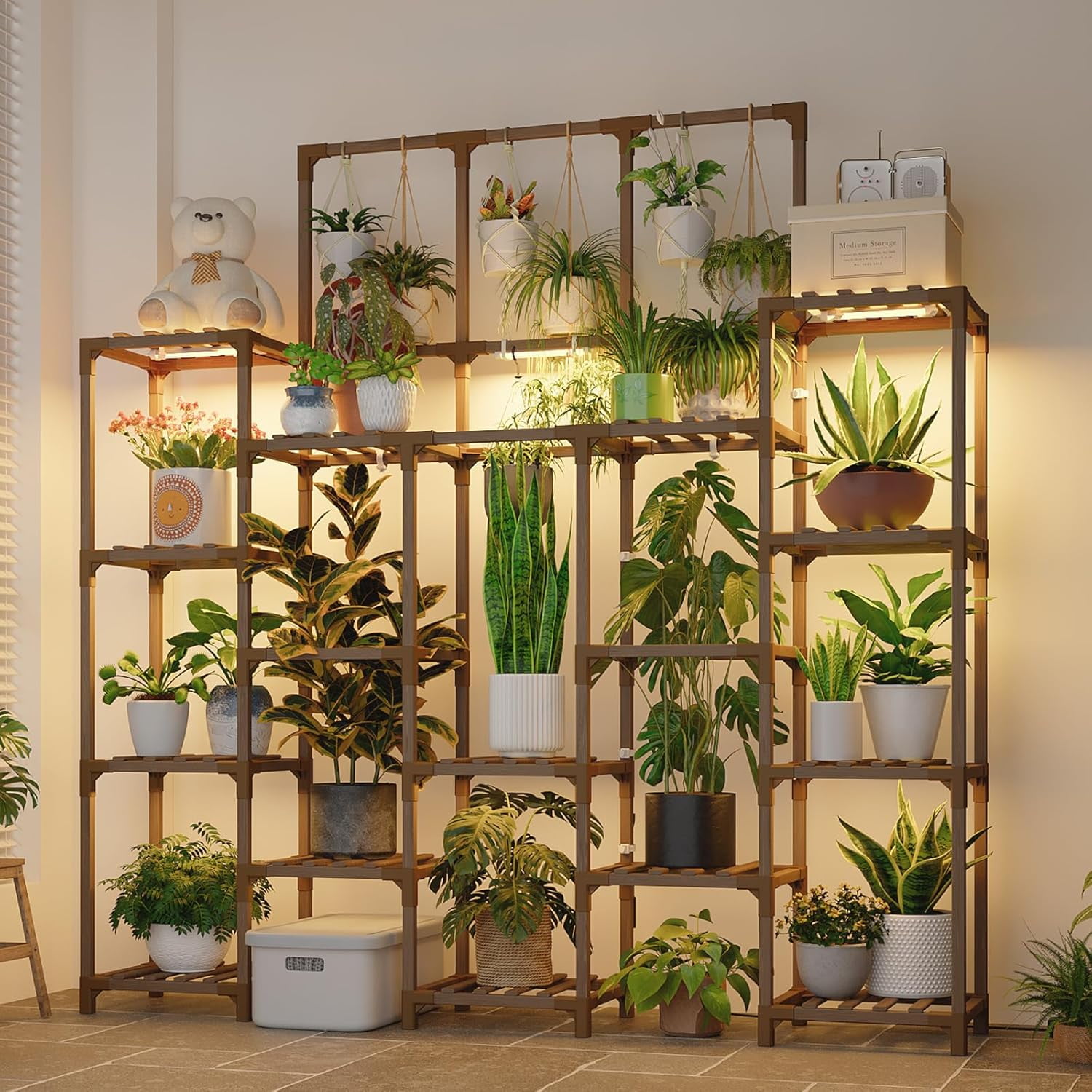 Plant Stand Indoor Outdoor 63" Tall Plant Shelf for Plants 1 Large Plant Sheves for Living Room Heavy Duty Plant Rack Garden Balcony Patio Hanging Planter