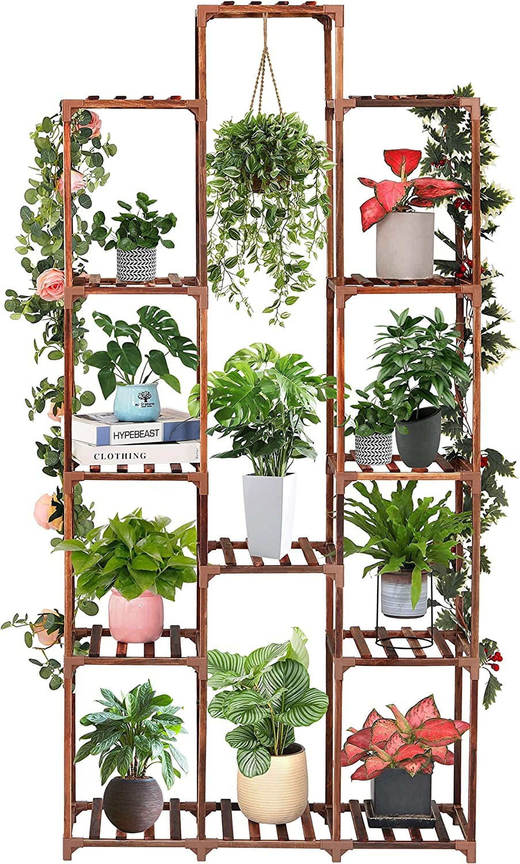 13-Tier Natural Wood Indoor Outdoor Plant Stand