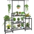 Plant Stand Indoor Outdoor, Metal 3 Tier Tall Hanging Plant Shelf for