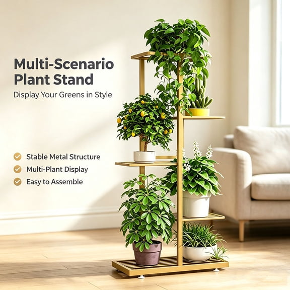 Plant Stand Indoor And Outdoor Metal 5 Tier 6 Potted Plants Multi Flower Pot Rack Shelf Planter Display Rack, Practical And Durable Plant Stand, Multi-Functional Plant Stand, Very Space-Saving, Sturd