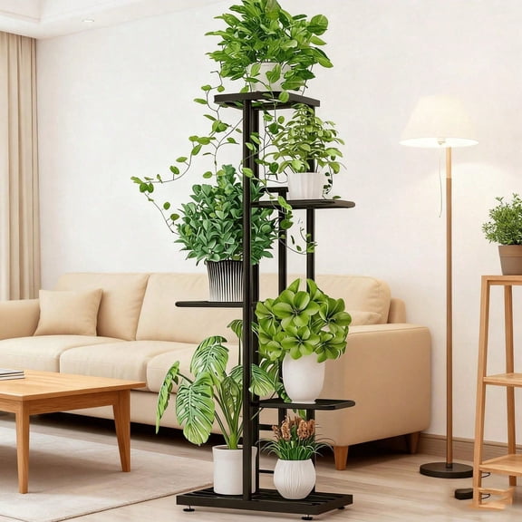 Plant Stand Indoor And Outdoor Metal 5 Tier 6 Potted Plants Multi Flower Pot Rack Shelf Planter Display Rack, Practical And Durable Plant Stand, Multi-Functional Plant Stand, Very Space-Saving, Sturd