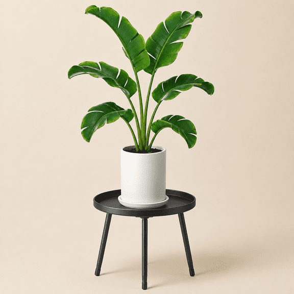 Plant Stand Indoor Outdoor, Metal Plant Table for Large Plants, Heavy Duty Tall Flower Pot Stand, Modern Home Decor Round Small Side End Table with Raised Design(12"x19.7")