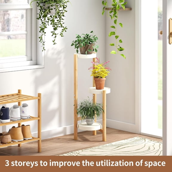 Plant Stand Indoor Outdoor Plant Rack 3 Tier 3 Potted Flower Holder Ladder Plant Stands for Balcony Window Living Room Garden Patio White$$Garden & Patio