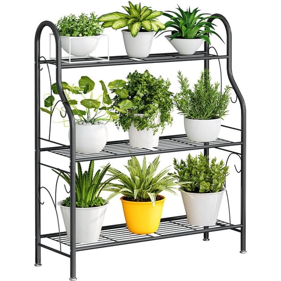 Planter Rack Garden Plant Stand With Hooks Indoor Outdoor Corner Tall Heavy-duty Metal 3 ...