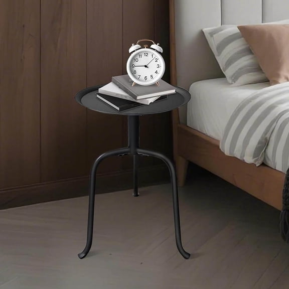 Plant Stand Indoor Outdoor, Round Black Mid Century Single Plant Table, 3-Leg Metal Plant Holders Flower Pot Stand, Modern Round Side End Table with Raised Design