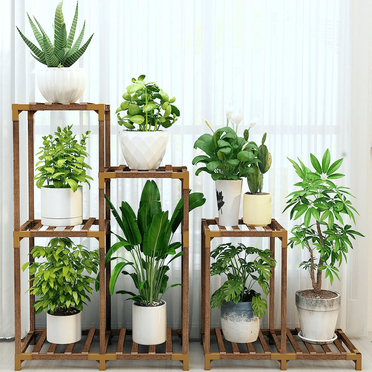 Plant Stand Indoor Outdoor, Plant Shelf Corner Tall Plant Stand Flower Stand Wooden Tiered Plant