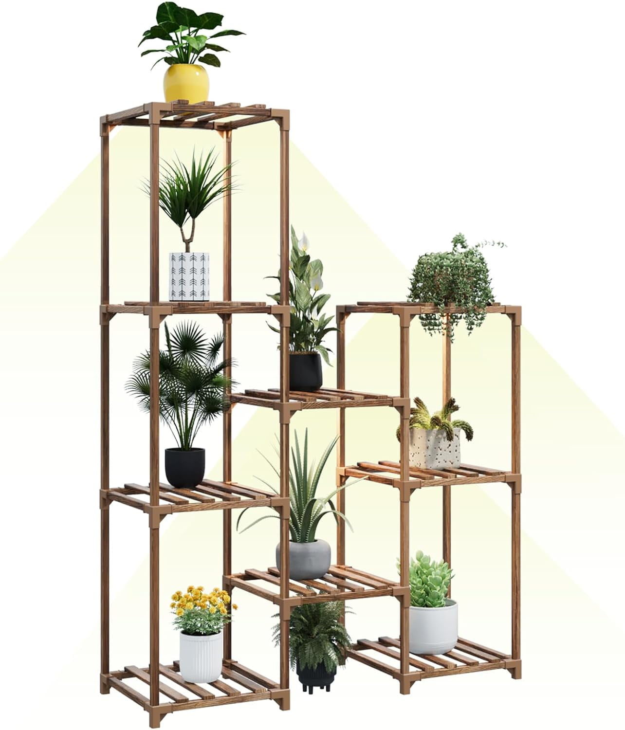 Plant Stand Indoor Outdoor Wood Plant Stands with Grow light for Corner
