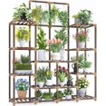 thumbnail image 2 of UNHO XL Large 17-Pot Wood Plant Stand – Indoor/Outdoor, Carbonized Anti-Corrosion 2 of 6