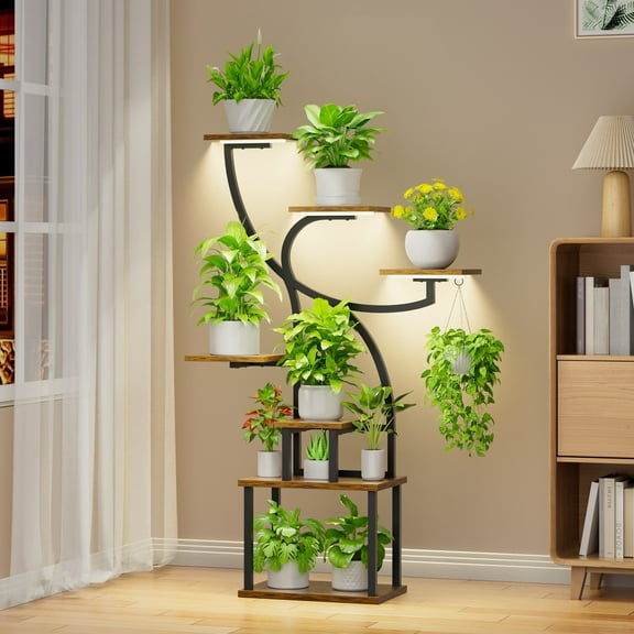 Plant Stand Indoor with Grow Light, 47" Corner Plant Stand for Indoor Plants, 7 Tiered Tall Plant Shelf Indoor Flower Stand Plant Rack