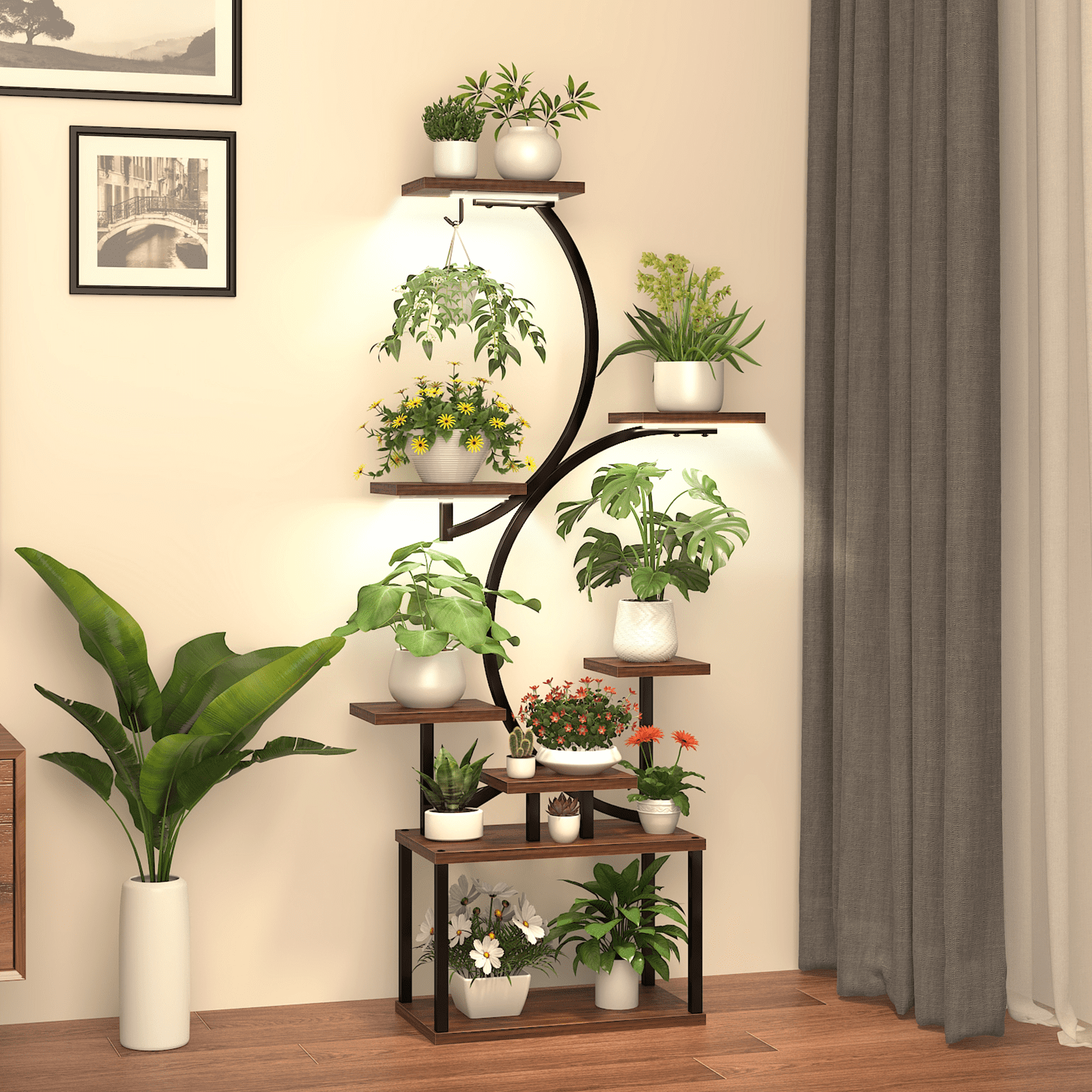 Plant Stand Indoor with Grow Lights 8 Tiered Indoor Plant Shelf 60