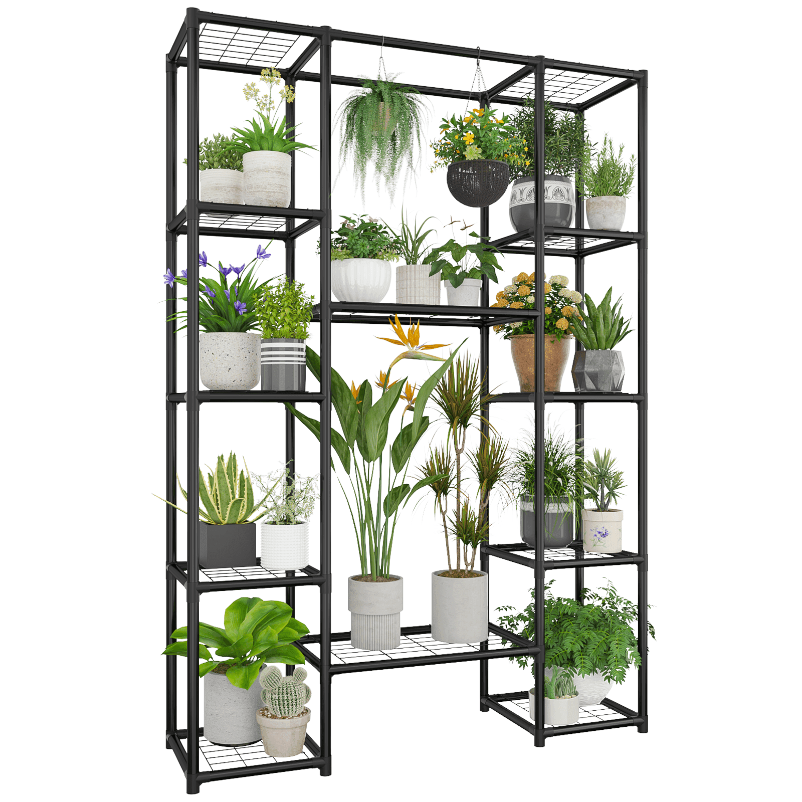 GENTINGBRO Plant Stand Metal Tall Large Shelf Waterproof Black - Walmart.com