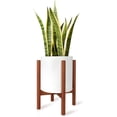 thumbnail image 1 of Plant Stand Mid Century Wood Flower Pot Holder (Plant Pot NOT Included) Modern Potted Stand Indoor Display Rack Rustic Decor, Up to 10 Inch Planter, Brown, 1 of 9