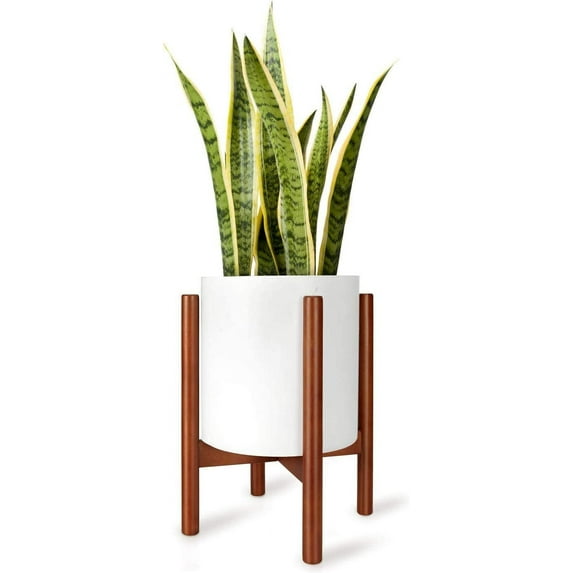 Plant Stand Mid Century Wood Flower Pot Holder (Plant Pot NOT Included) Modern Potted Stand Indoor Display Rack Rustic Decor, Up to 10 Inch Planter, Brown