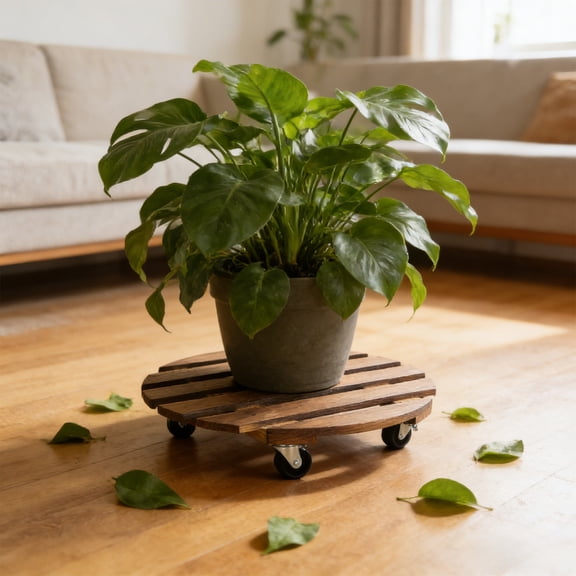 Plant Stand Outdoor Rolling Tray Plant Caddy with Wheels, 15.7 inch Plant Caster with Wheels Planter Caddy Flower Cart Plant Dolly for Heavy Duty Large Plants Plant Rollers (1 Pack)