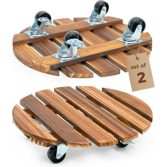 Plant Stand Outdoor Rolling Tray Plant Caddy with Wheels Plant Caster with Wheels Planter Caddy Flower Cart Plant Dolly for Heavy Duty Large Plants Plant Rollers (2PC )