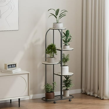 Plant Stand,Plant Stand Indoor with Universal Wheels,Corner Plant Stands,Indoor Wood Tiered Tall Plant Stand for Living Room Balcony Office