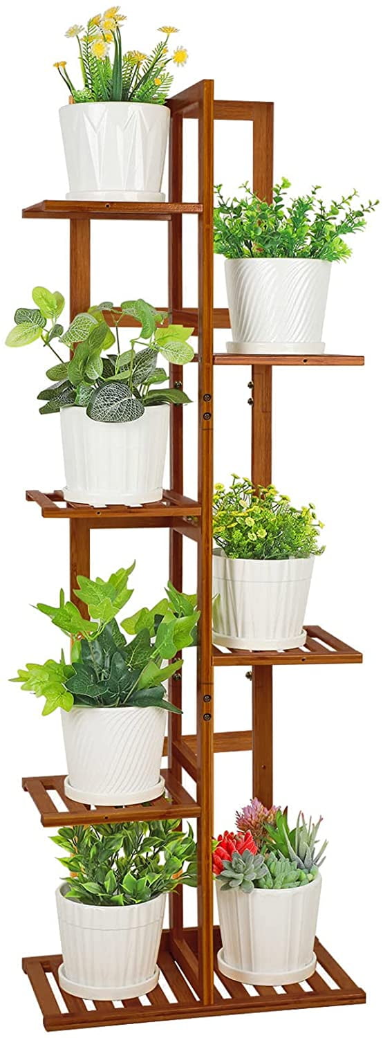 Plant Stand, ROSSNY 6 Tier Bamboo Large Tall Shelves Plant Holder for