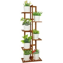Plant Stand, ROSSNY 6 Tier Tall Bamboo Plant Shelves for Indoor Outdoor 7 Potted, Brown