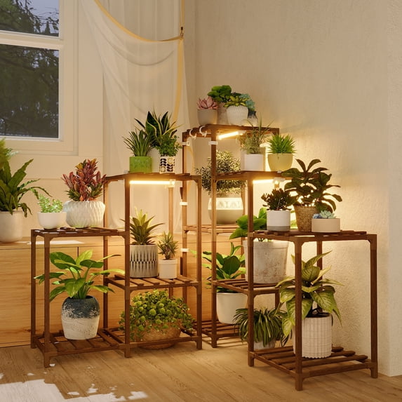 Plant Stand with Grow Lights for Indoor Plants 11 Potted Corner Plant Shelf with Plant Lights for Indoor Growing