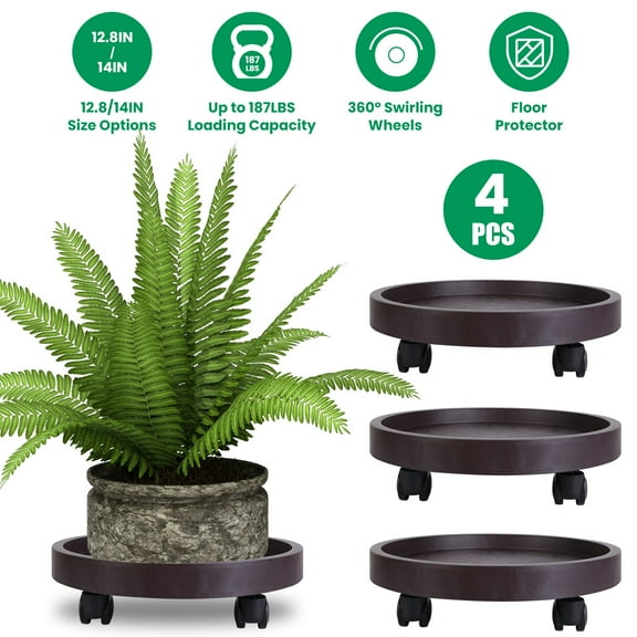 Plant Stand with Wheels Heavy Duty, 360° with Casters, Rolling Plant Stand, Large Potted Planter Cart Dolly for Flower Pot Outdoor Indoor