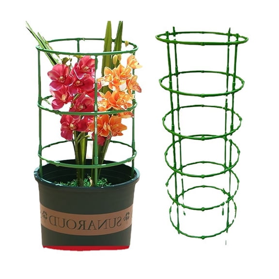 Plant Support Cages for Climbing Plants, Tomato Cage Set with Standing Stakes Adjustable Support Rings and Stable Non Slip Structure, Garden Flower Vine Vegetable Supports for Raised Beds Yard