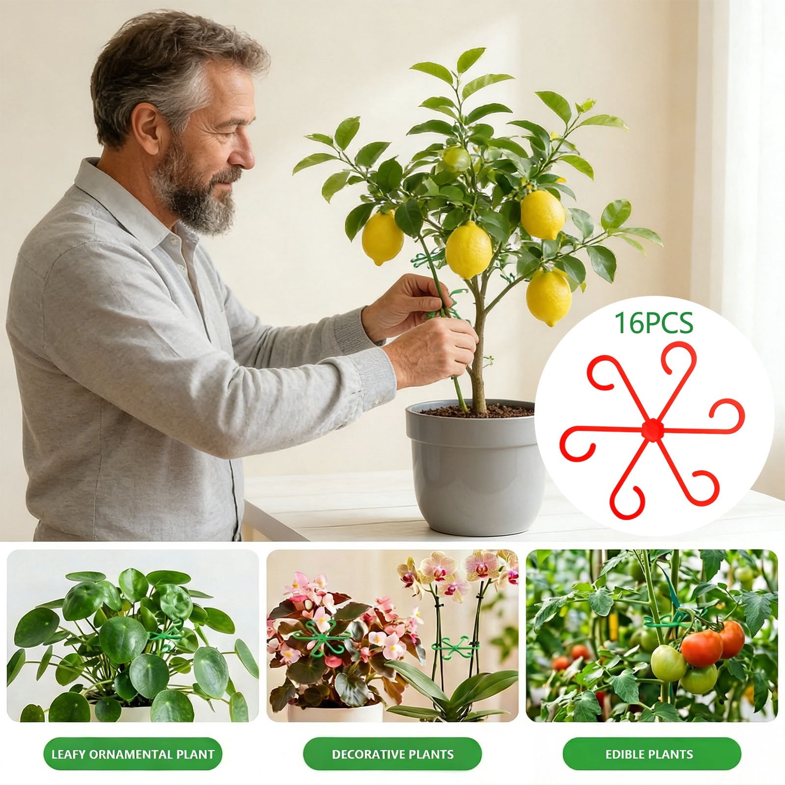 Plant Support Clips, 16 Pack Adjustable Plant Clips for Climbing, 4 ...