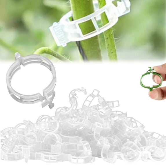 Plant Support Clips, Plastic Garden Fixing Clips for Climbing Plants Tomato Grape Vines, Greenhouse Garden Clips to Keep Plants Upright & Healthy (100, White)