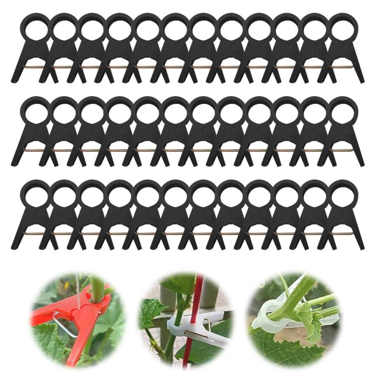 50 PCS Plant Support Clips - Green Plastic Trellis Clips For Tomatoes, Vines, Vegetables, Climbing Plants