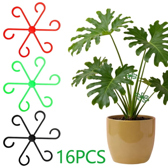 Plant Support Clips Set 16 Pack - Fixing Clamp Climbing Support Frame, Adjustable Flower Vine Clips, Durable Garden Trellis Holders for Indoor Outdoor Plants