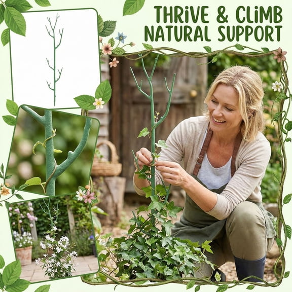 Plant Support Frame 28.3x5.1 Inch, Green Plant Climbing Support Frame, Detachable Plant Support Pile Kit for Garden, Metal Trellis for Vines and Vegetables(Green)
