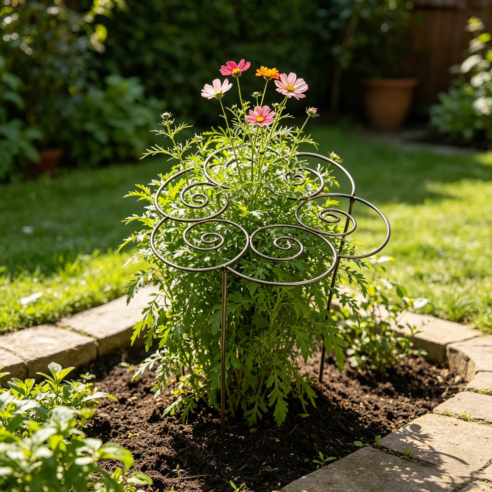 Plant Support Plant Stakes, Metal Peony Support, Garden Plant Supports, Plant Cage, Plant Support Ring, Plant Support Stakes for Peony, Tomato, Hydrangea, Indoor Plants, 10 W x 10 H
