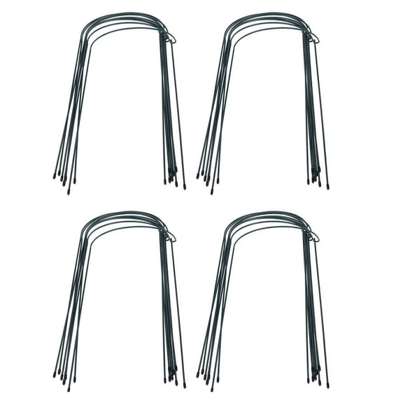 Plant Support Stake, 32-Pack Half Round Metal Garden Plant Supports, Green Garden Plant Support Ring, Garden Border