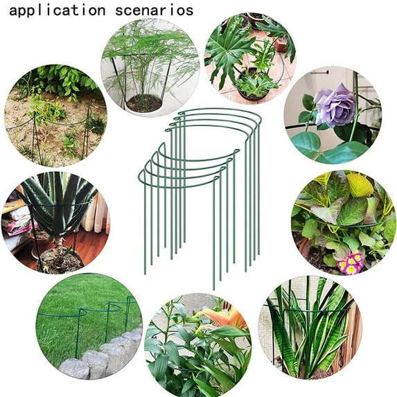 Plant Support Stakes, 4 Pack Metal Peony Cages and Supports, Garden Stakes Plant Support Cage, Large Plant Support Ring for Outdoor Indoor Snake Plant Peony Rose Flowers Vine (10" W x 15.8" H)