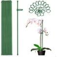 thumbnail image 1 of Plant Support Stakes for Climbing Roses Orchids | Fiberglass Flower Stake Set 16" or 18" | Heavy Duty Anti-Falling Garden Pile with Rings | Adjustable Plant Pole for Pots, Outdoor Weather Resistant, 1 of 2