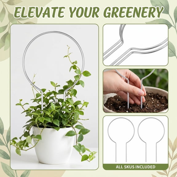 Plant Support Stakes for Indoor Plants Plant Support Garden Stakes Metal Round Trellis Rings Climbing Plant Support for Potted Vines Vegetables Flower 2 Pack