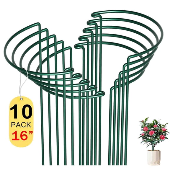 10PCS Peony Supports 10"x16" Heavy Duty 4mm Wire Peony Cages,Plant Support Stakes for Large Heavy Plants,Interlock Garden Supports Ring Border Support,Plant Support Cage for Rose Flowers