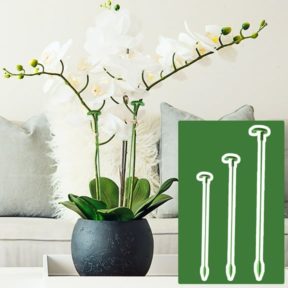 Plant Support Stakes Set 6 Pack Green Plastic | 3 Sizes 17cm 27cm 37cm | Garden Flower Stem Holder for Roses Peonies Tomatoes Durable Reusable Plant Stakes